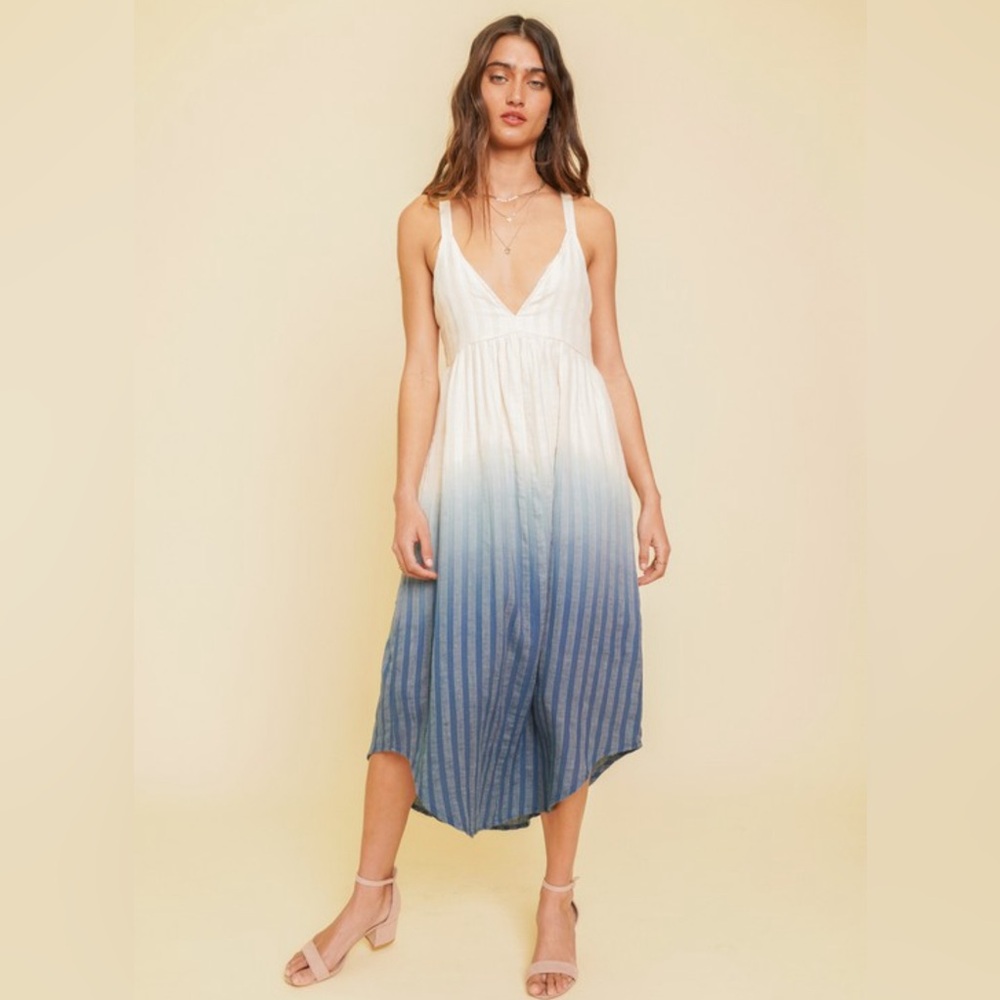 HEM AND THREAD DIP DYED DRESS